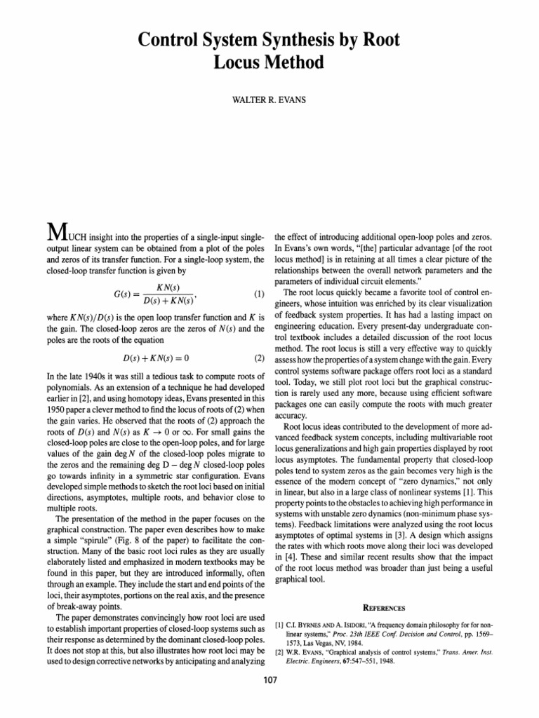 Control System Synthesis by Root Locus Method - Walter R. Evans 1950 ...