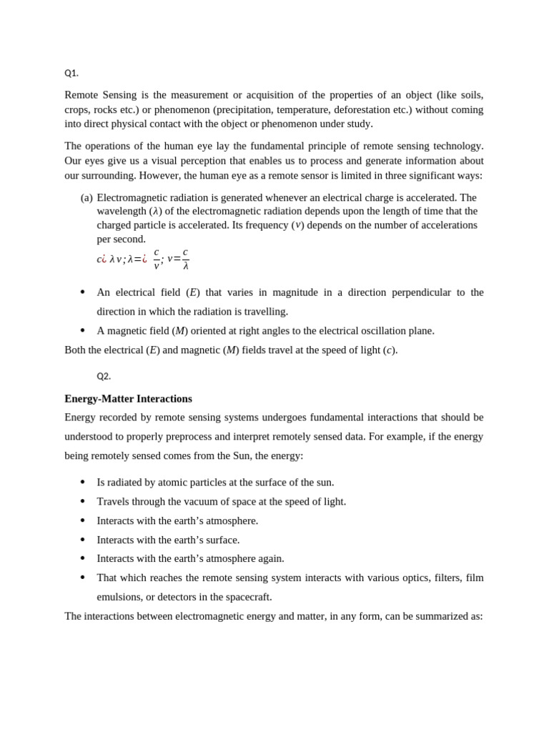 Remote Sensing Asns | PDF | Electromagnetic Radiation | Remote Sensing