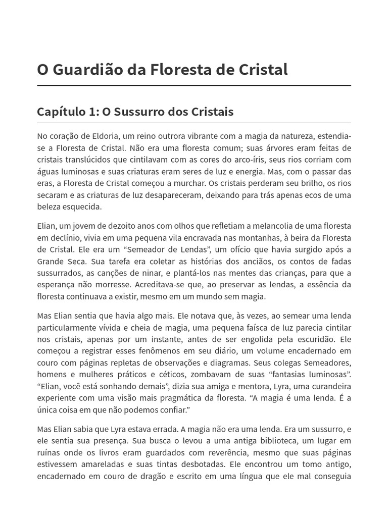 O Guardiao Da Floresta de Cristal | PDF | Sabedoria | Amor