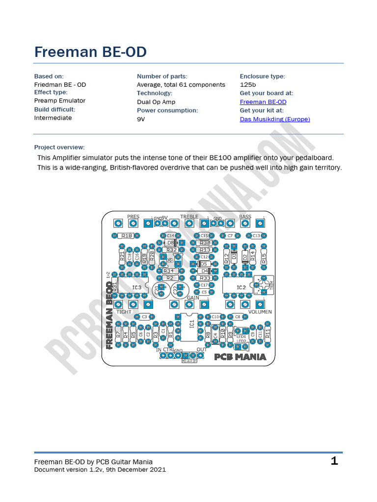 Freeman BE-OD 1.2v - Building Docs | PDF | Resistor | Printed Circuit Board
