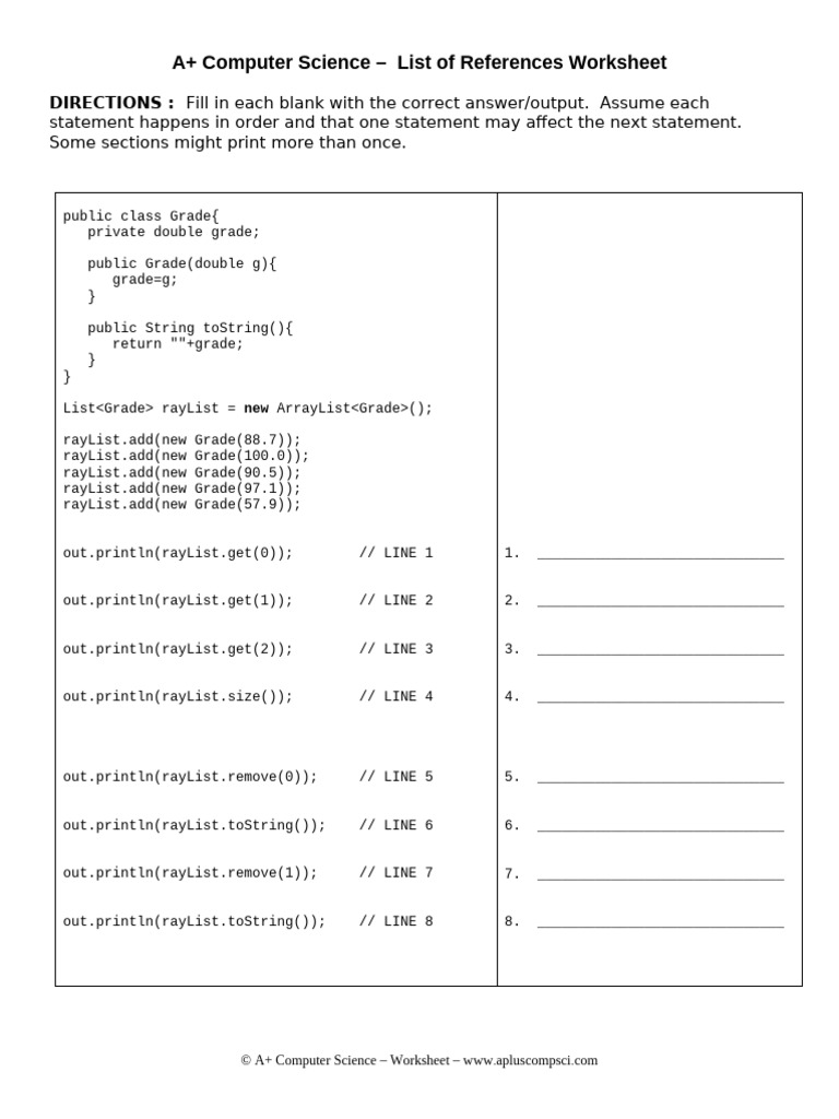 Listofreferences Worksheet1 Java Aplus | PDF
