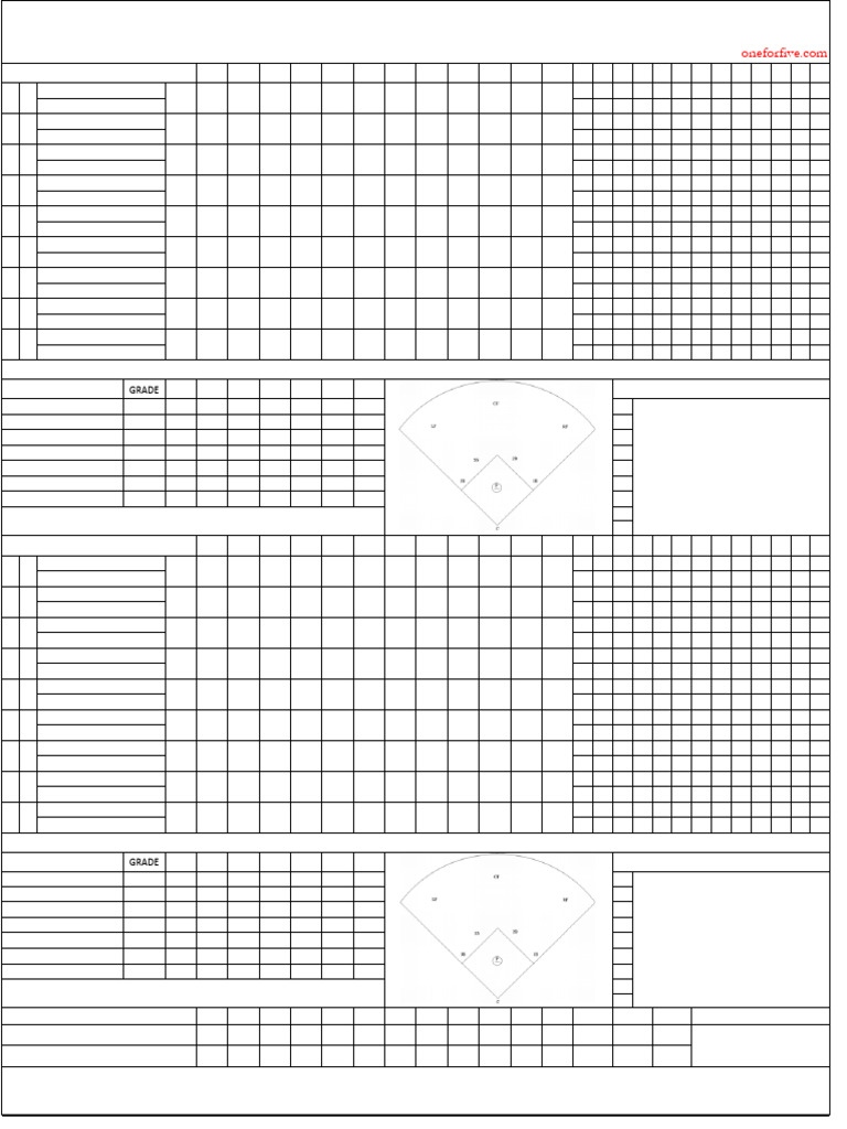 Baseball Scoresheet Template 12 | PDF | Major League Baseball Seasons ...
