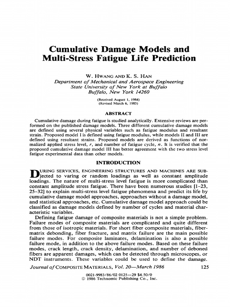 Cumulative Damage Models | PDF | Fatigue (Material) | Composite Material