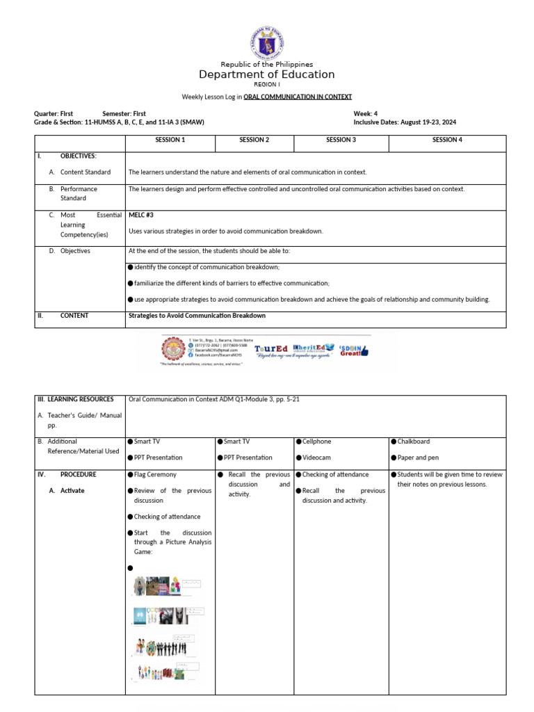 Oral Communication DLL Week 4 | PDF | Communication | Behavior Modification