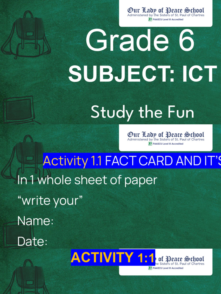Grade 6 ICT Activity 1 | PDF