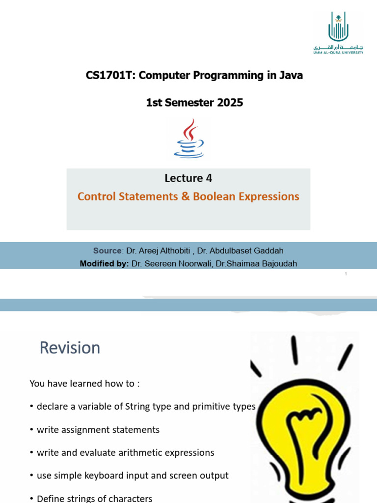 L04 Control Statements & Boolean Expressions | PDF | Boolean Data Type ...