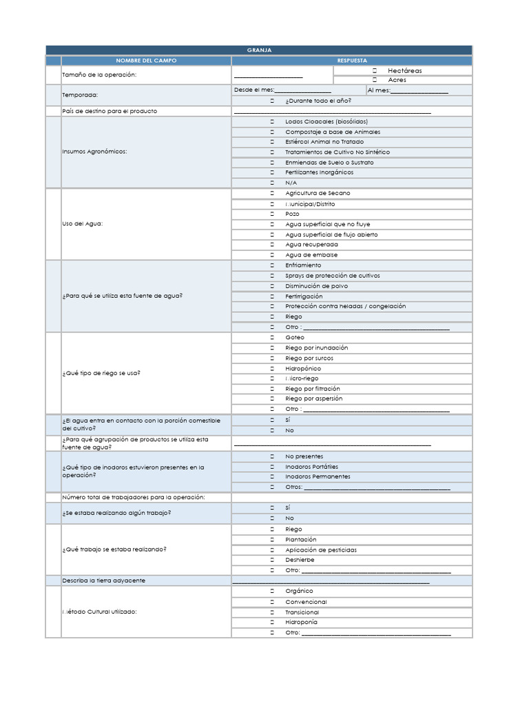 PGFS ND 019s R3 PrimusGFS v3.2 Checklist Spanish MOD2 | PDF ...