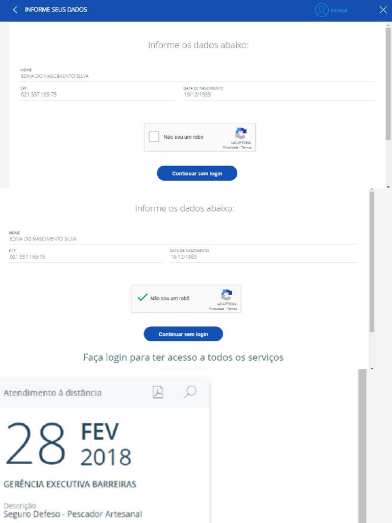 00000008-Emissão de Senha - Passo A Passo Telas Meu Inss Sem Logar | PDF