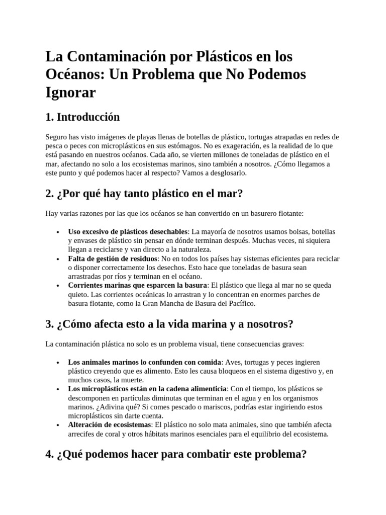 La Contaminación Por Plásticos en Los Océanos | PDF | Residuos | El ...