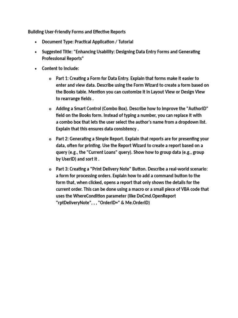 Building User-Friendly Forms and Effective Reports | PDF
