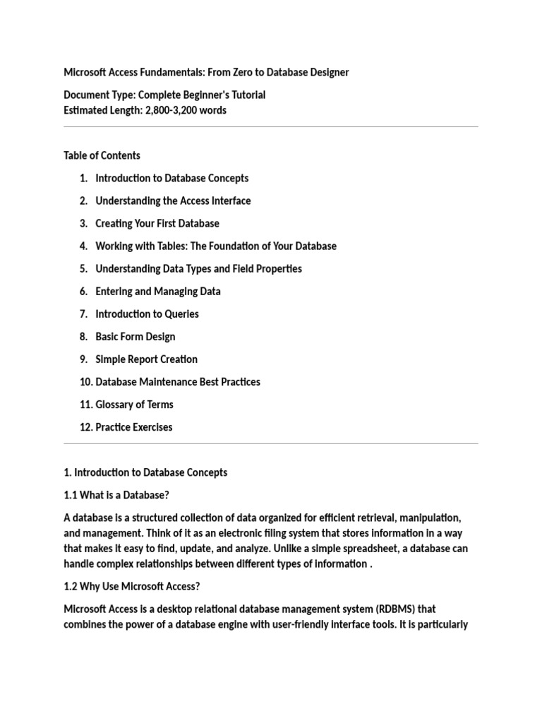 Microsoft Access For Beginners-Creating Your First Database | PDF ...