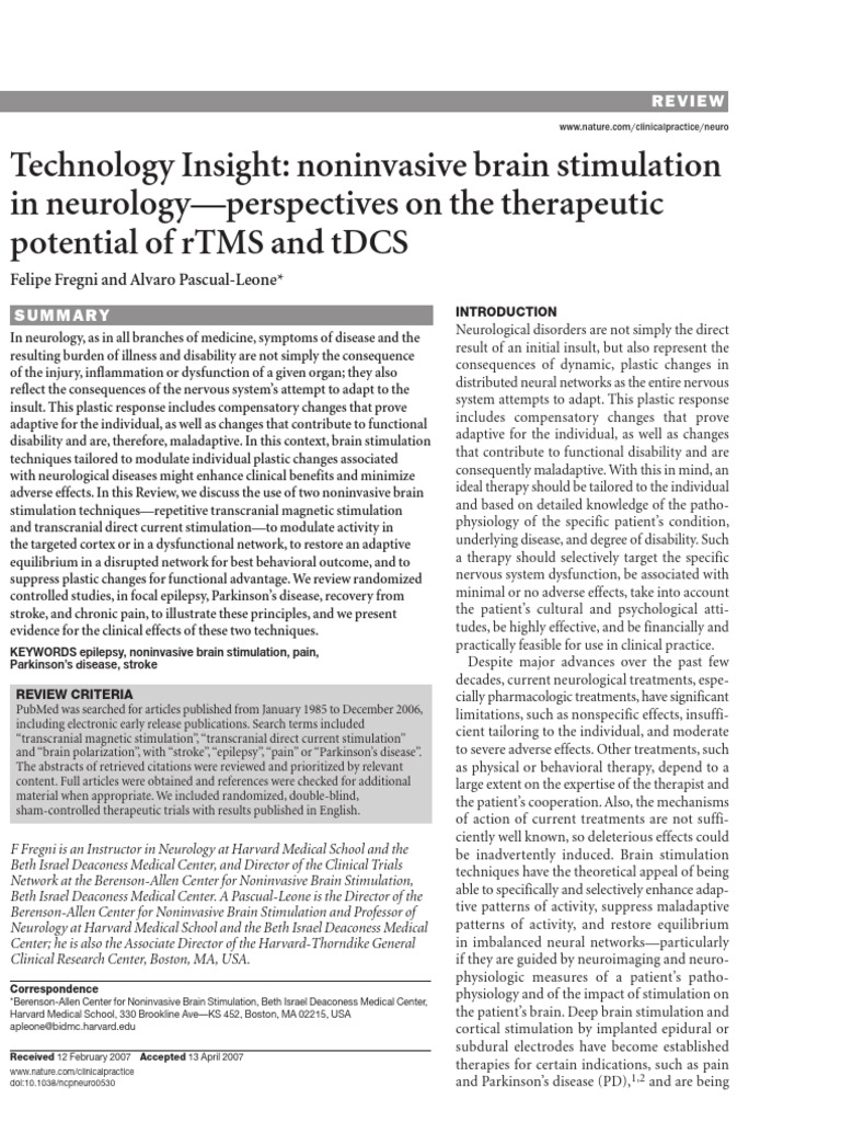 Technology Insight Noninvasive Brain Stimulation | PDF | Epilepsy ...