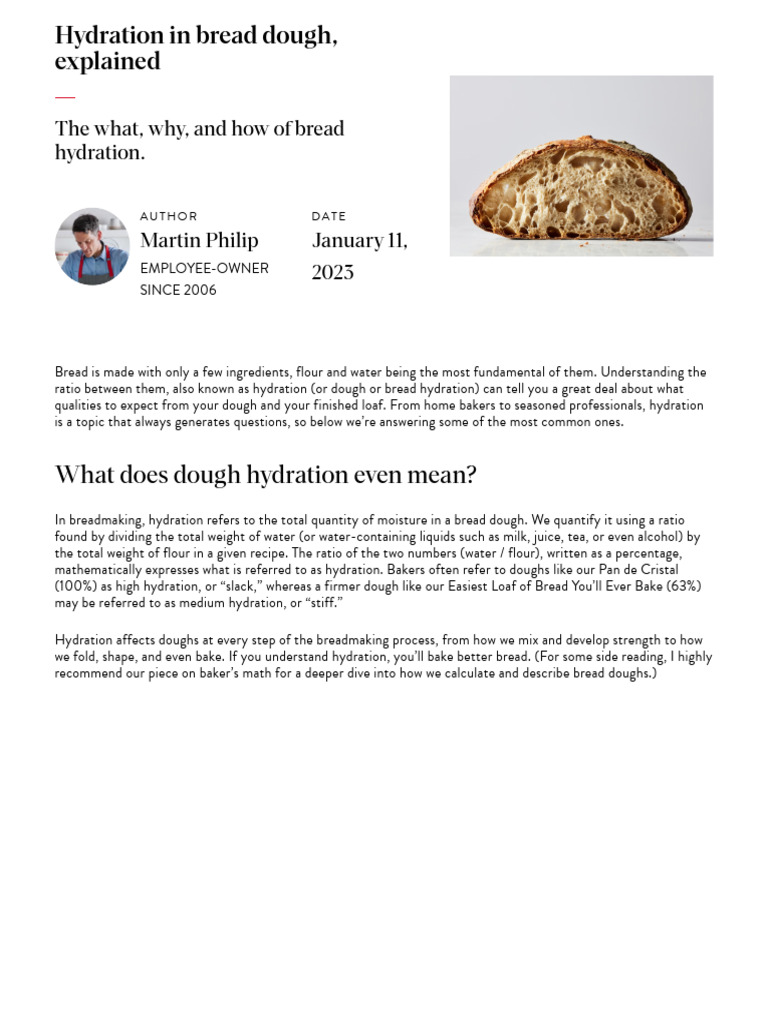Hydration in Bread Dough, Explained - King Arthur Baking | PDF | Breads ...
