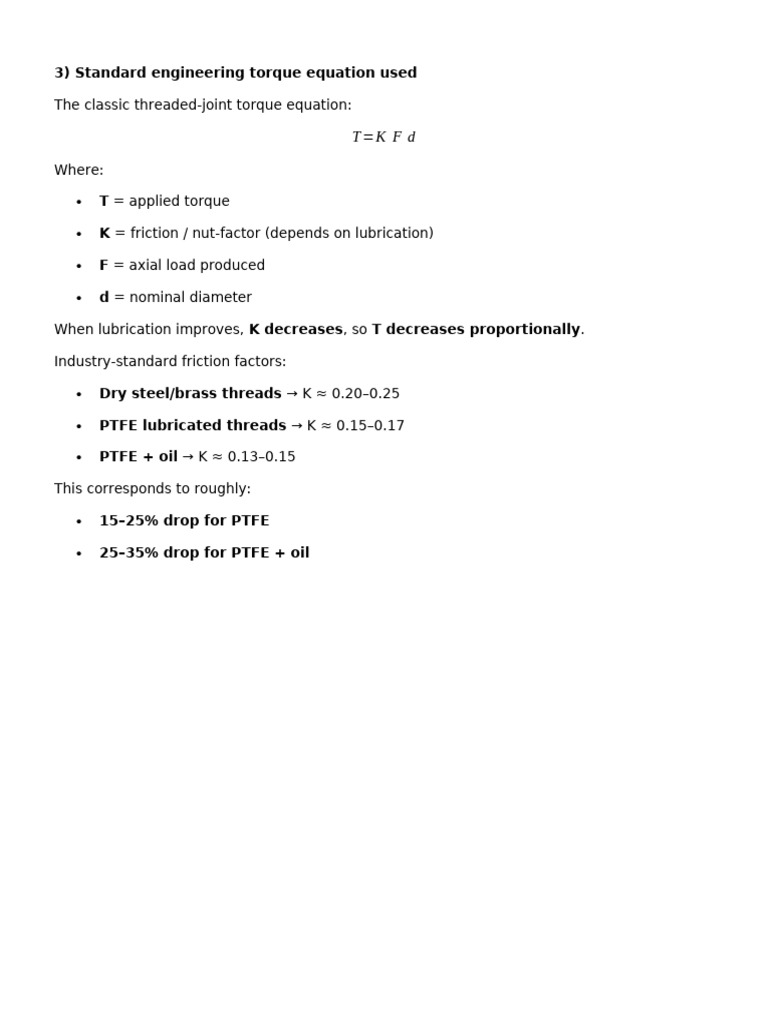 Stnadard Engineering Torque Equation | PDF