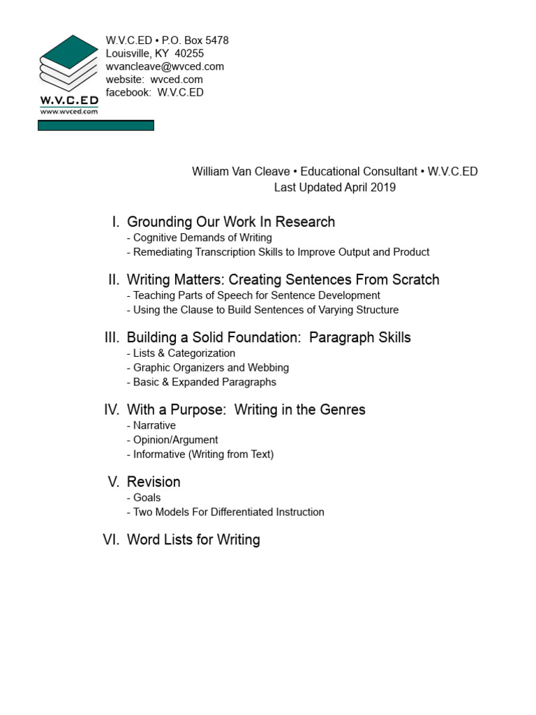 From Words To Works - Writing Handout | PDF | Verb | Clause