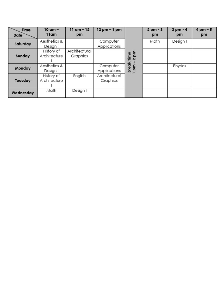 Class Routine 1.1 | PDF