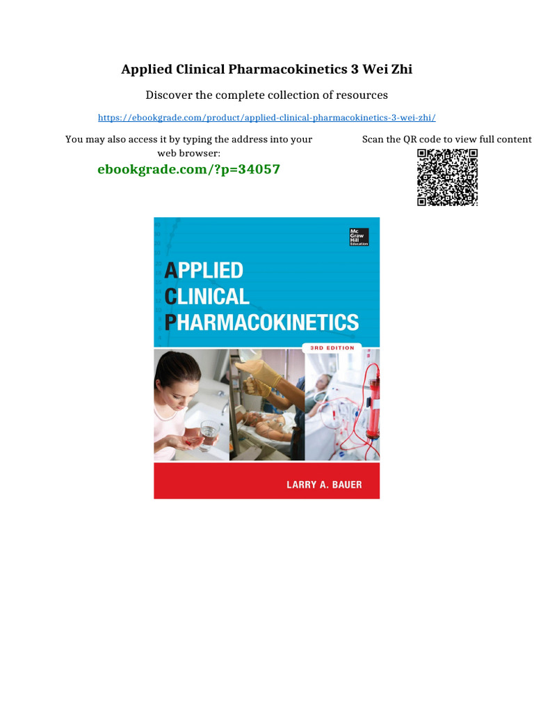 Applied Clinical Pharmacokinetics 3 Wei Zhi Latest PDF 2025 | PDF