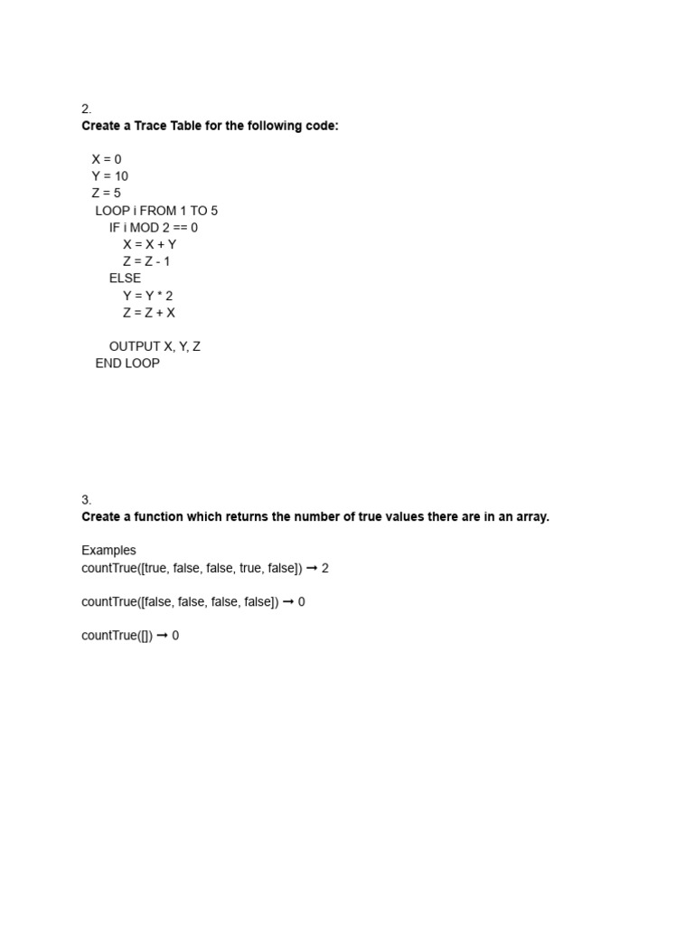 IBCS 11 Trace Tables Array Practice | PDF