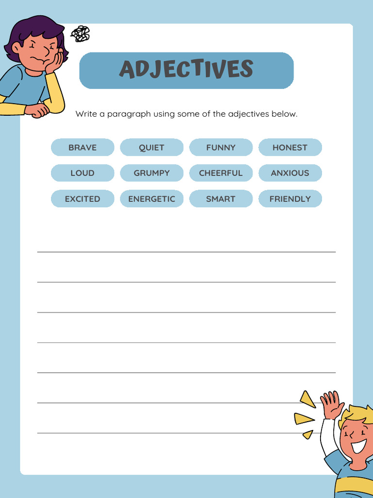 Adjectives Vocabulary Writing Worksheet | PDF