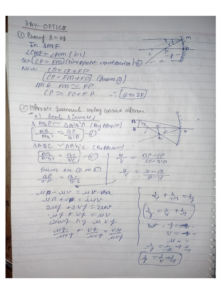 Imp Derivation Ray Optics | PDF