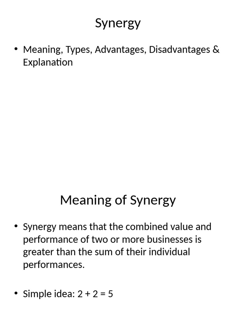 Synergy Detailed Explanation | PDF