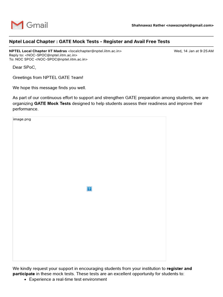 Nptel Local Chapter - GATE Mock Tests - Register and Avail Free Tests | PDF