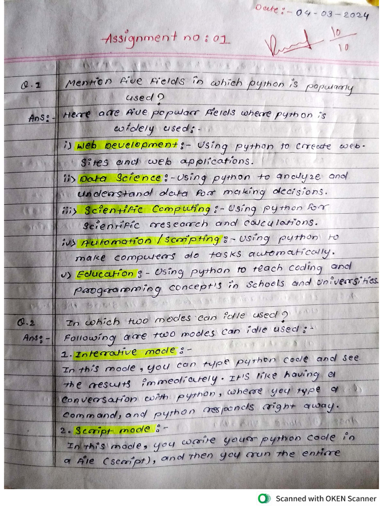 Programming in Python (Assignment No 1 2) | PDF