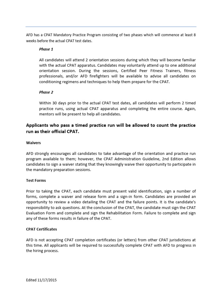 CPAT Mandatory Practice Program | PDF