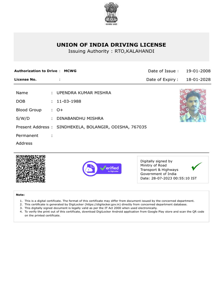 Driving Licence | PDF | Driver's License