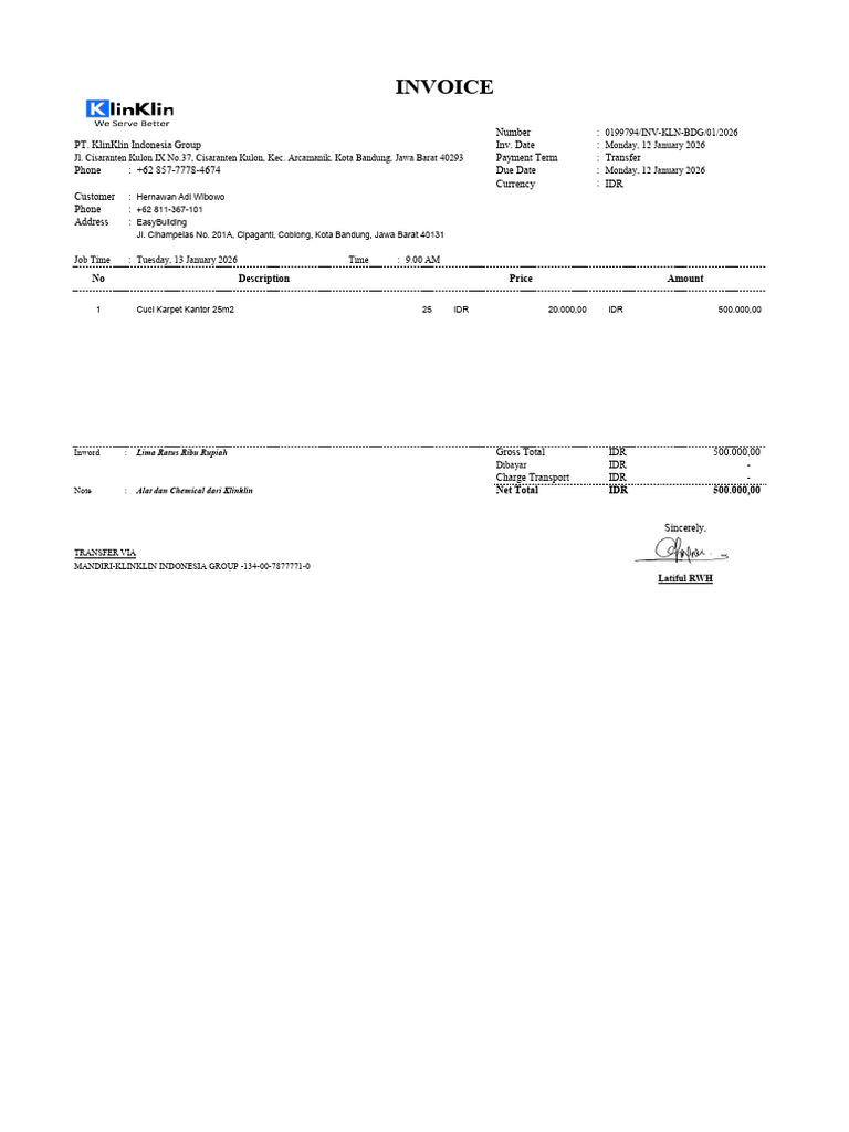 Invoice - Hernawan Adi Wibowo | PDF | Indonesian Rupiah | Indonesia