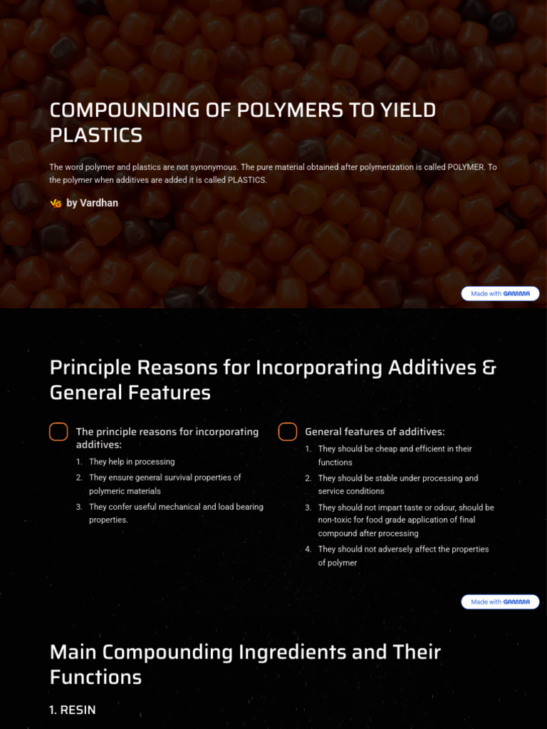 Compounding of Polymers To Yield Plastics | PDF