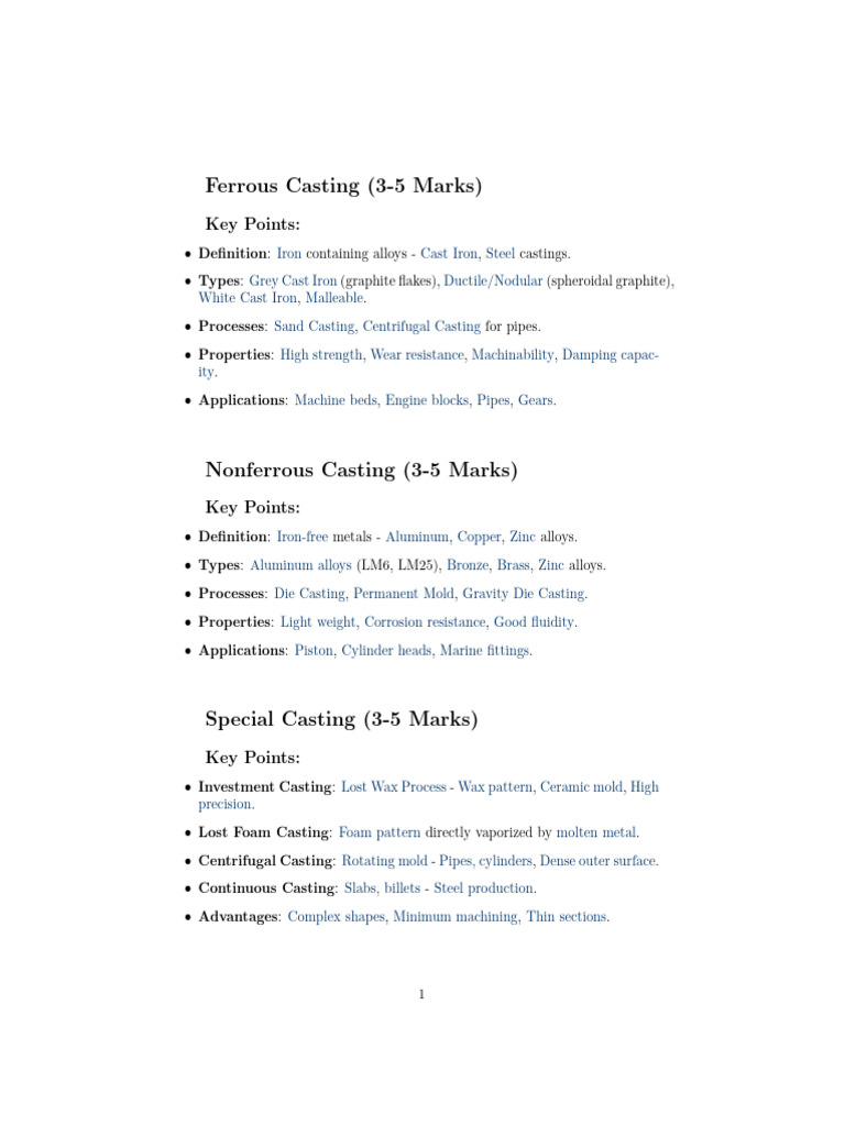 Types of Casting 1 | PDF