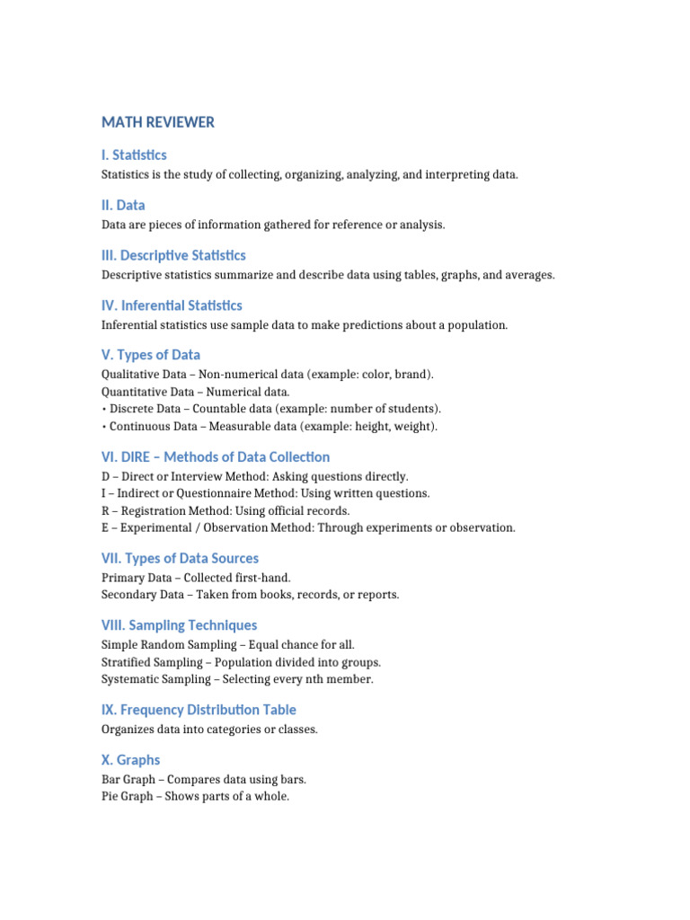 Math Reviewer Printable | PDF