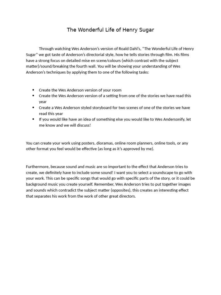 Henry Sugar Project | PDF