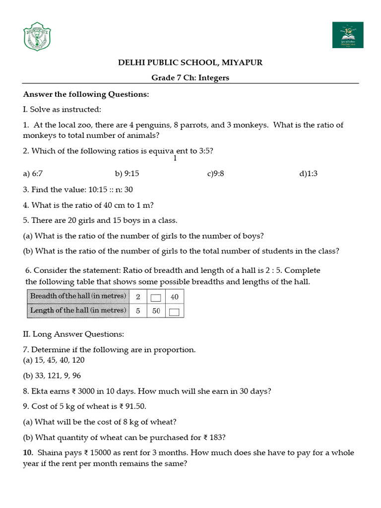 GR 7 Ratio and Proportion | PDF