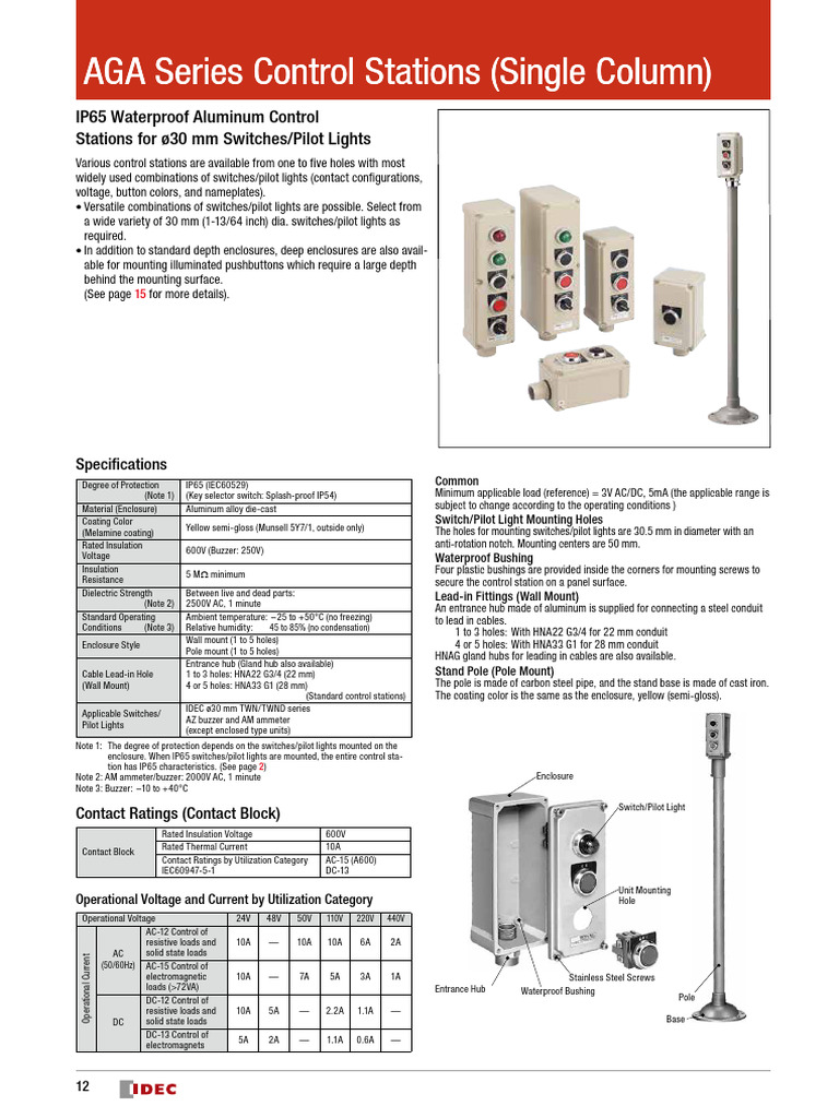 Catalog en EP1466 Controlstations AGA Single | PDF | Switch | Insulator ...