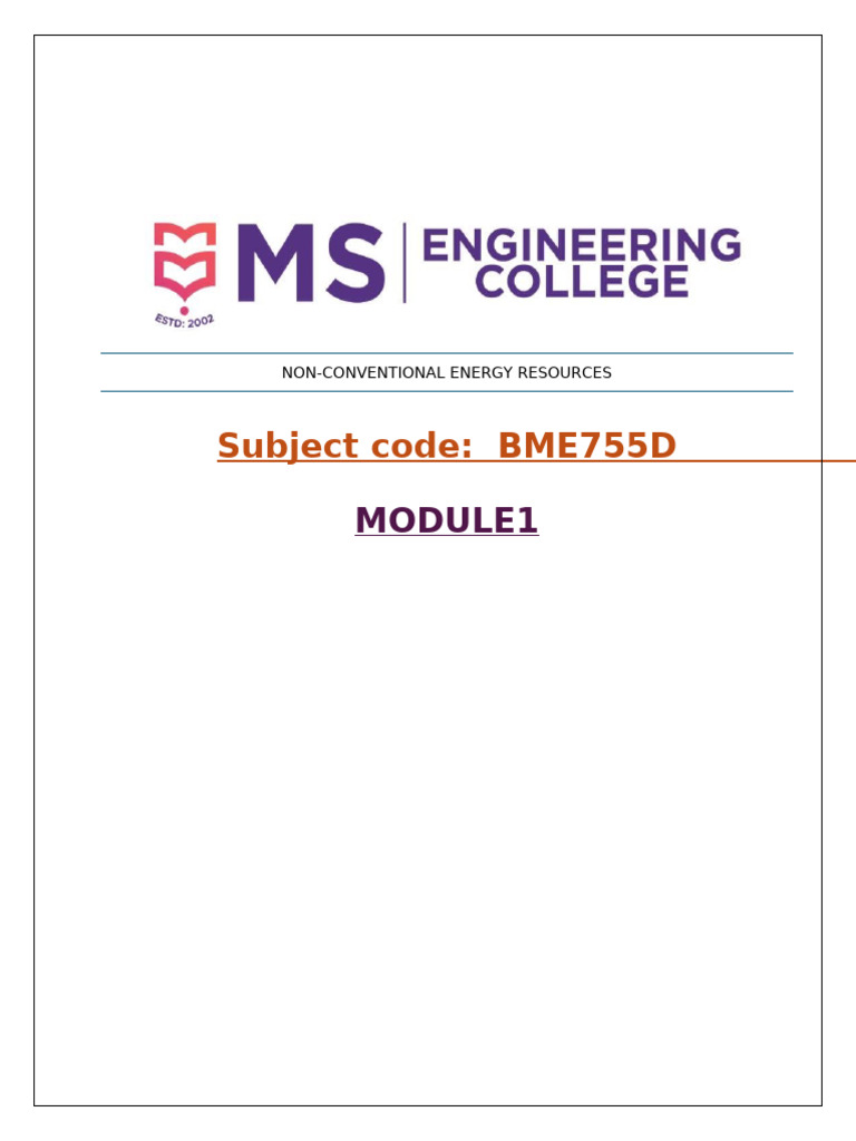 Module 1 Ncer Notes | PDF | Hydroelectricity | Sun