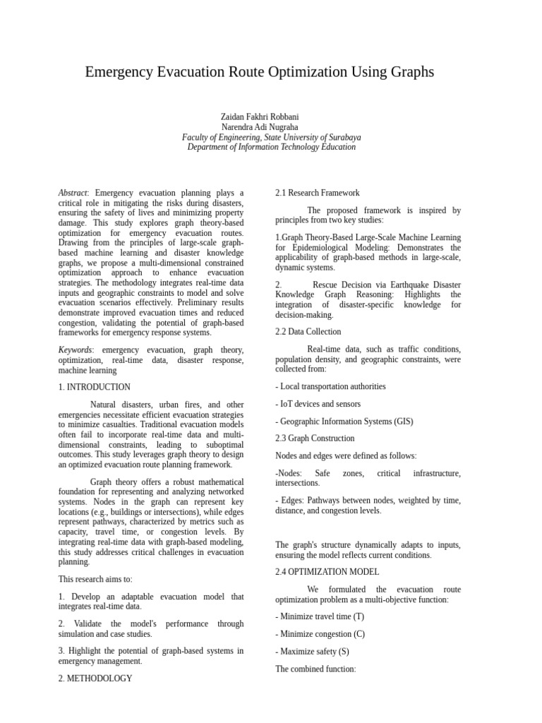 Emergency Evacuation Route Optimization Using Graphs | PDF | Simulation ...