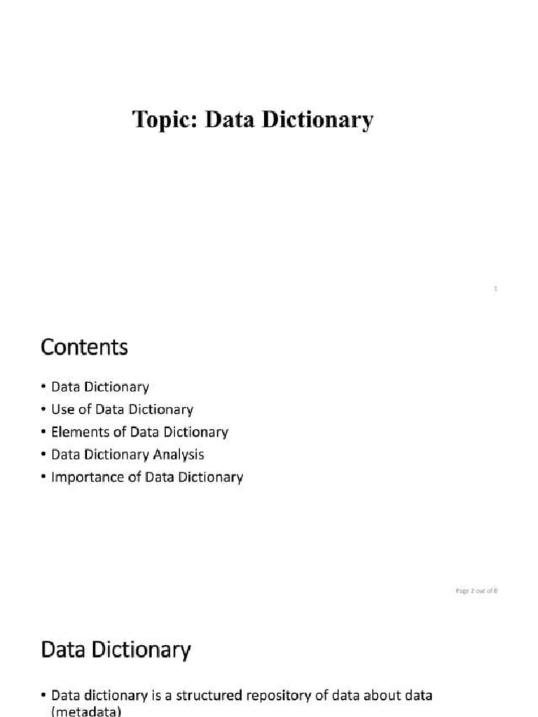 Data Dictionary | PDF