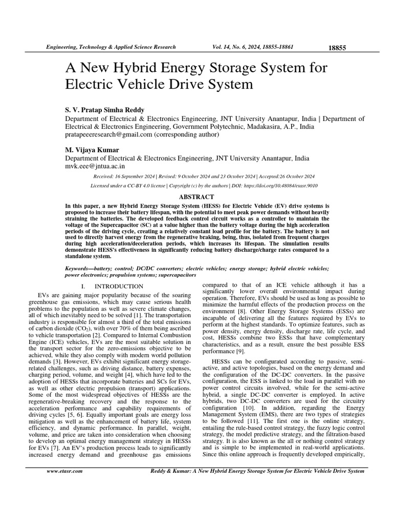 A New Hybrid Energy Storage System For Electric Vehicle Drive System ...