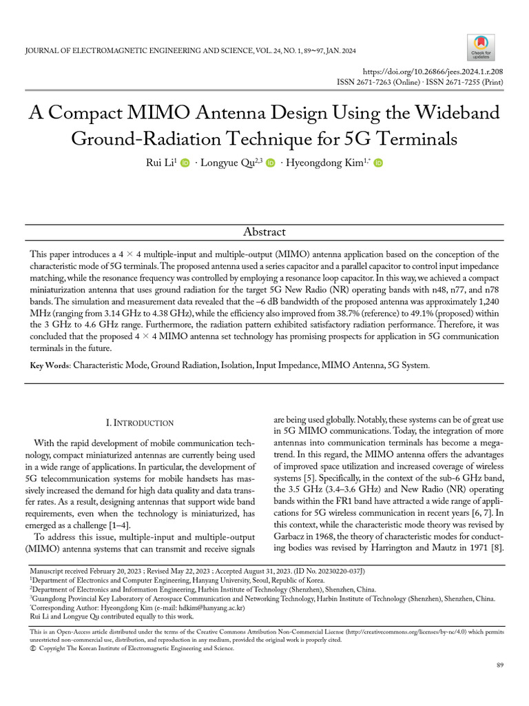 A Compact MIMO Antenna Design Using The Wideband Ground | PDF | Antenna ...