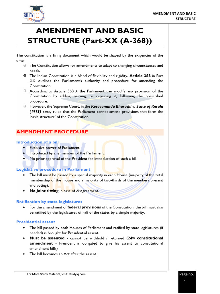 Topic 10-Amendment and Basic Structure | PDF | Constitutional Amendment ...