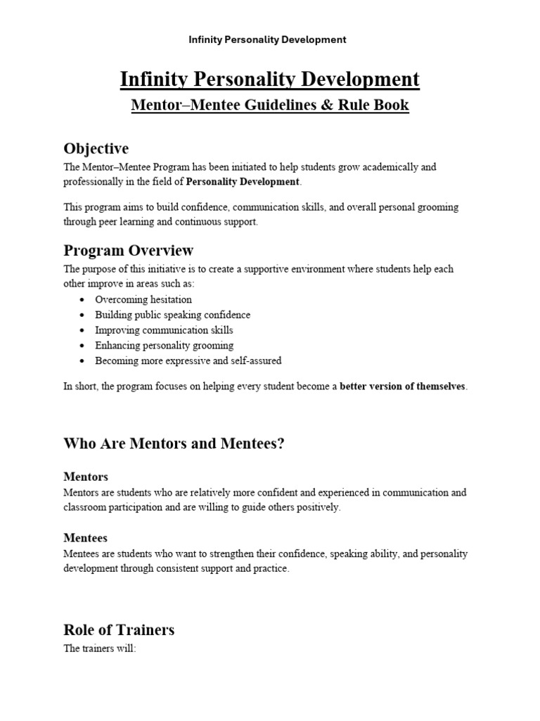 Mentor - Mentee Guidelines | PDF | Mentorship | Psychology