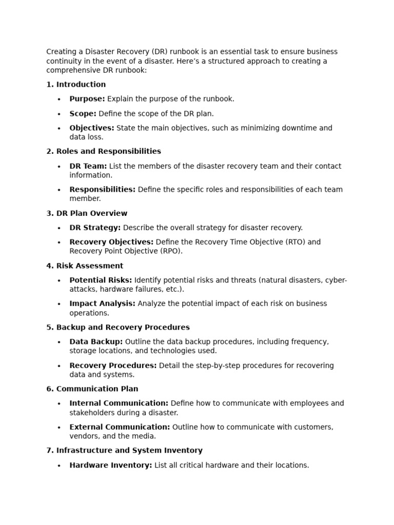 DR Runbook Template | PDF | Computing | Information Technology Management