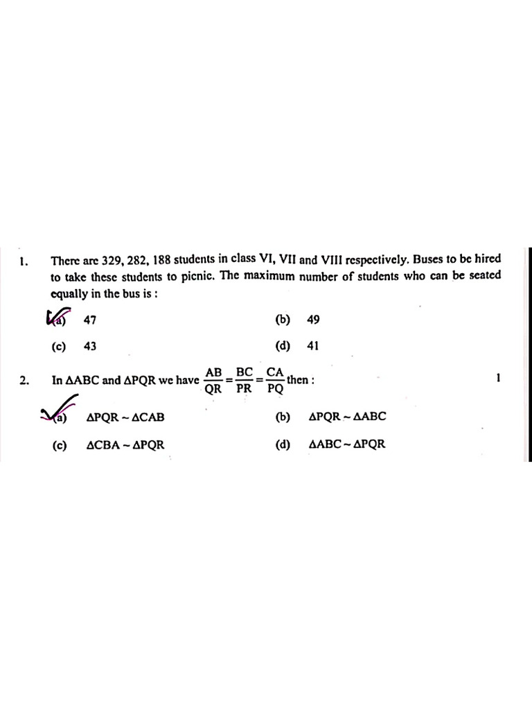 Morning Standard Maths Paper | PDF