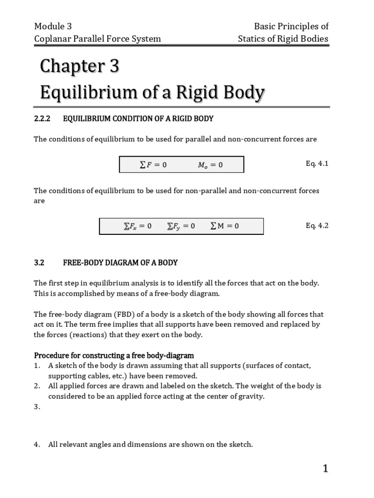 Chapter 3 Equilibrium of A Rigid Body | PDF | Force | Mechanics