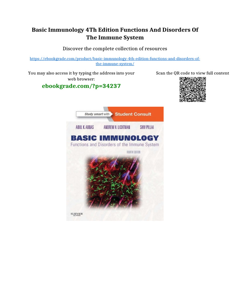 Basic Immunology 4th Edition Functions and Disorders of The Immune ...