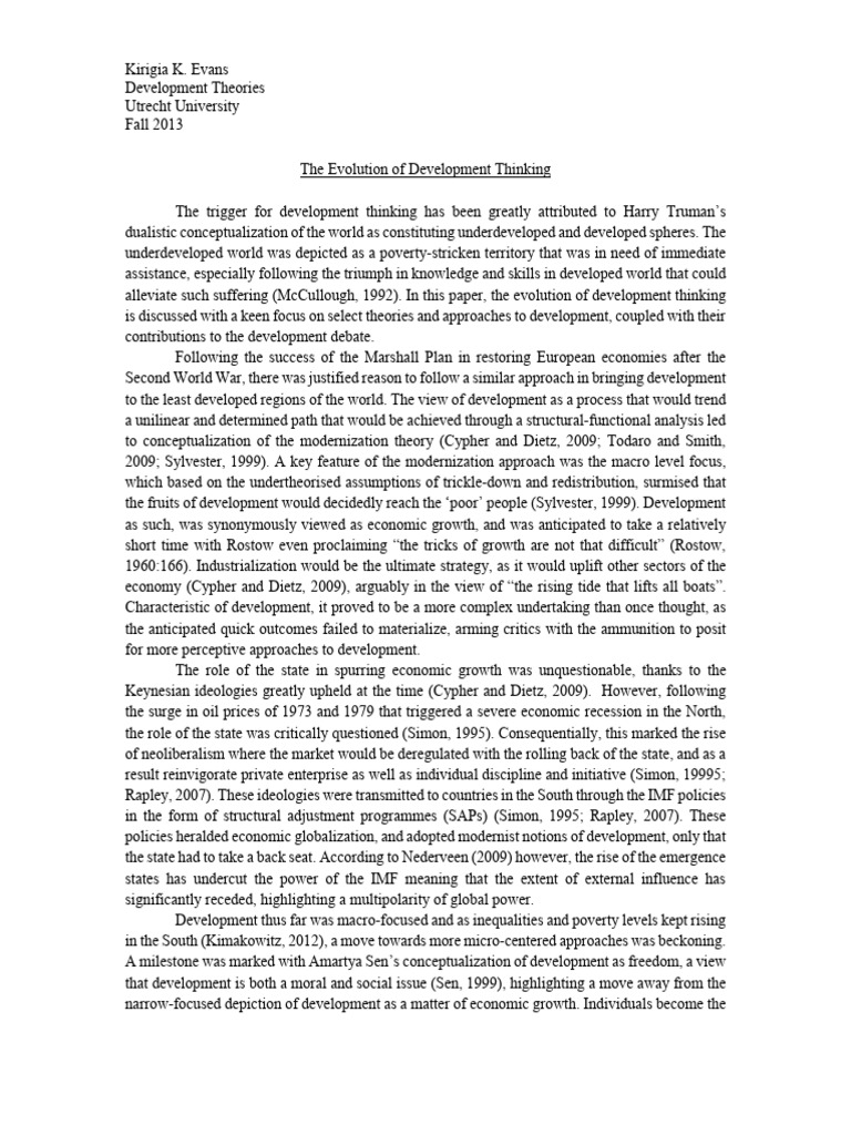 The Evolution of Development Thinking | PDF | Neoliberalism | Economies