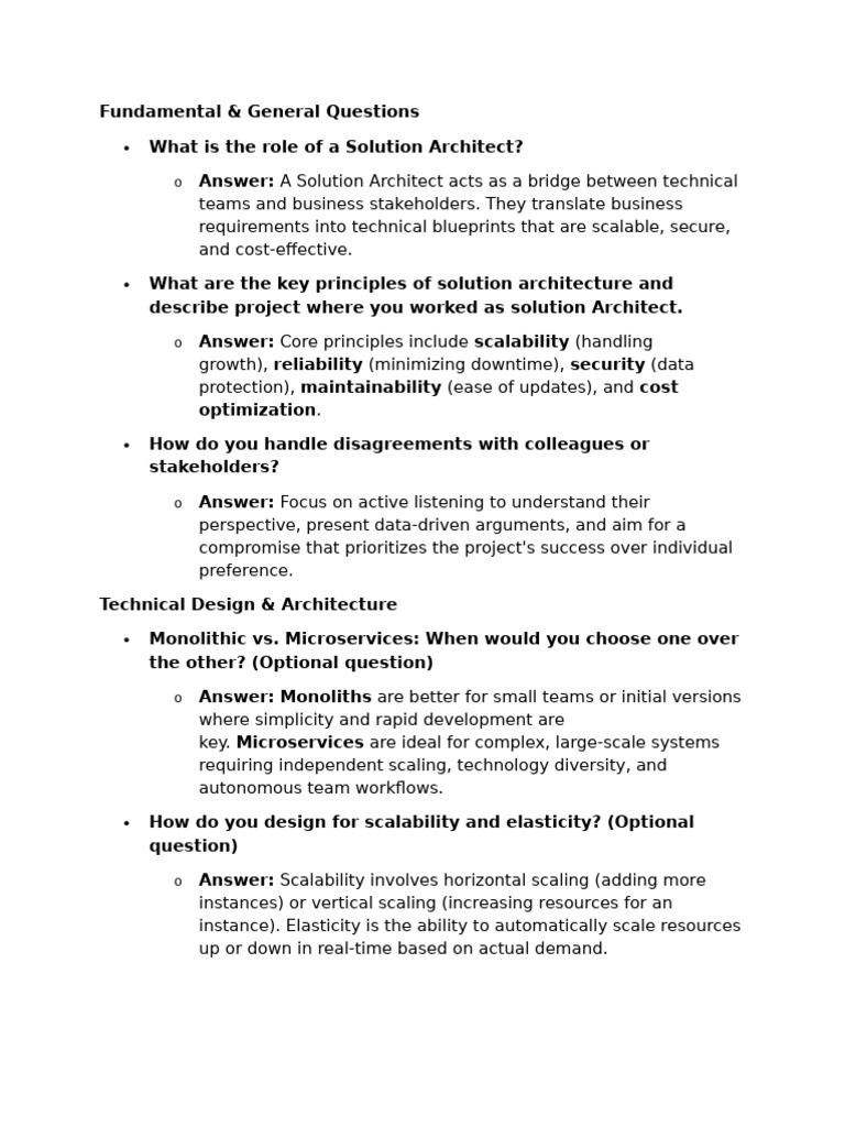Basic - QA - Solution Architect - V.1 | PDF | Scalability | Information ...