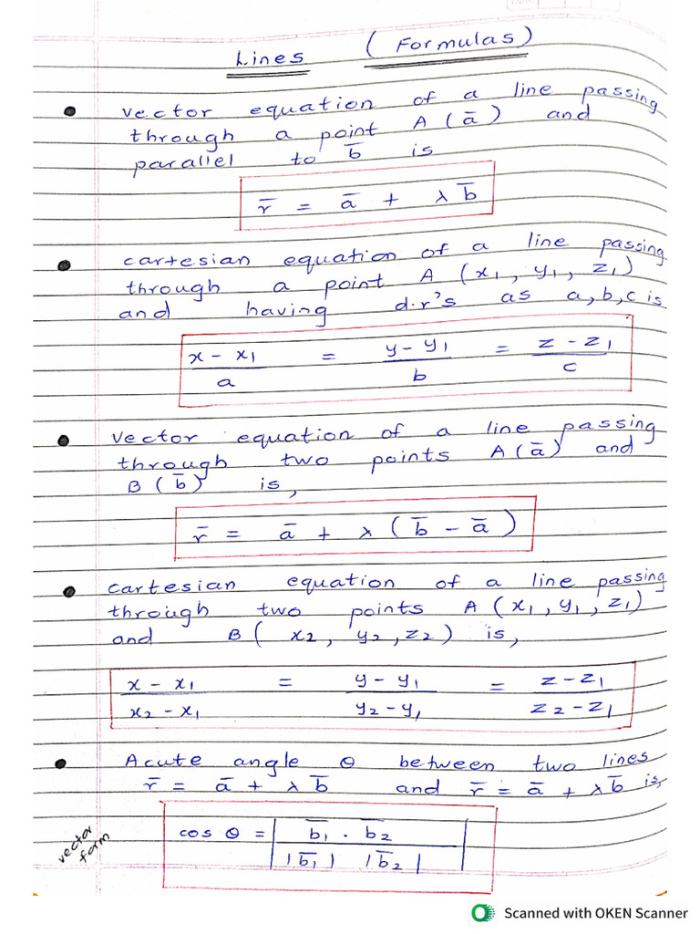 Lines Formulas | PDF